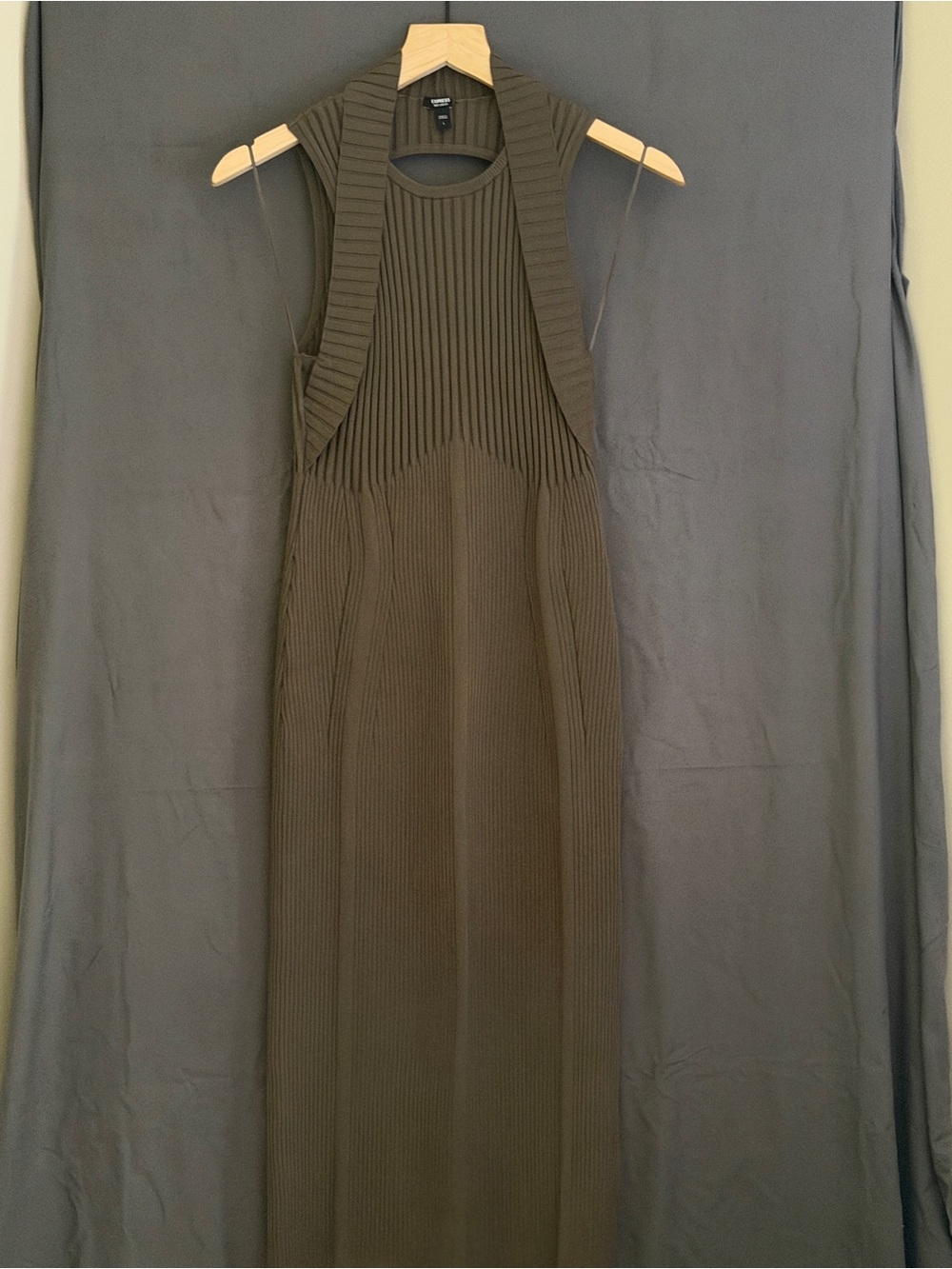 Ribbed Sleeveless Maxi Dress - Olive